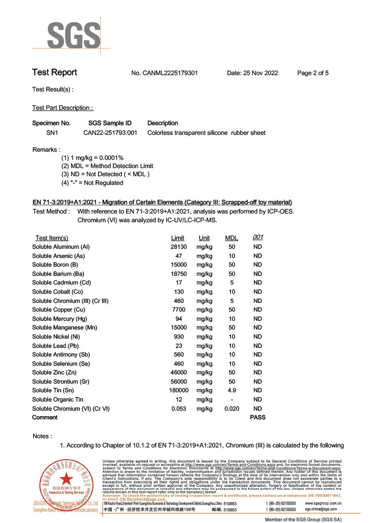 silicone rubber materials fda certificate