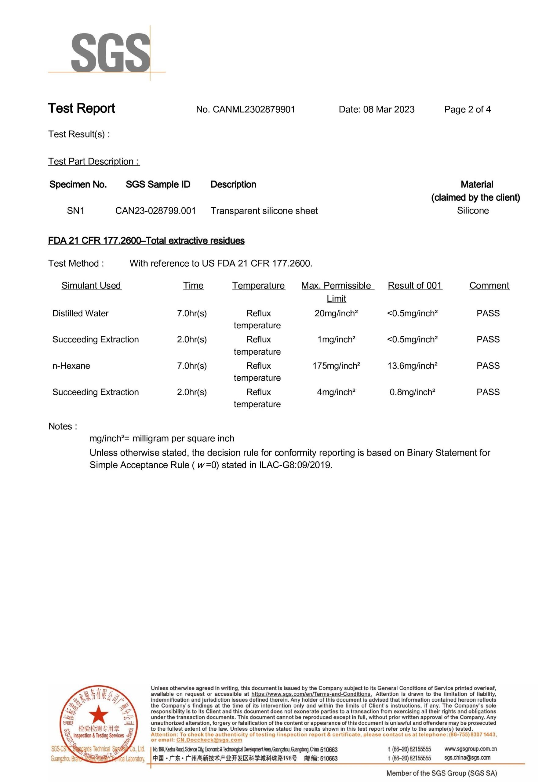 silicone rubber materials sgs certificate